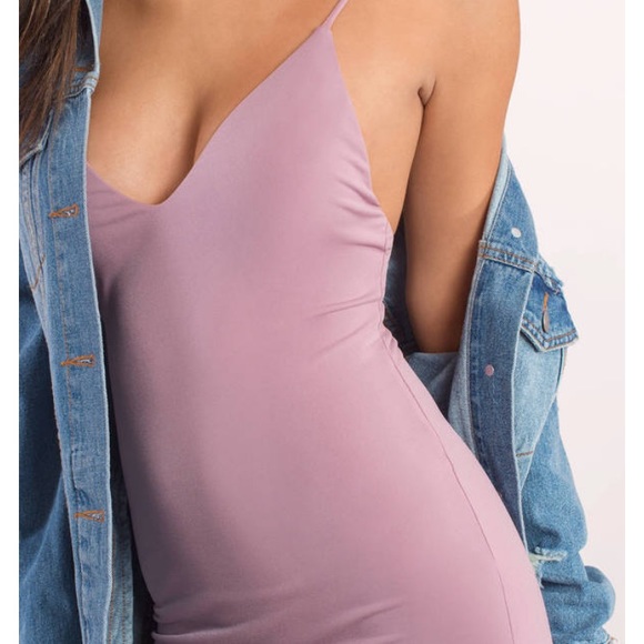 FINAL PRICE Mauve Deep V sexy casual Bodycon dress - Picture 3 of 4
